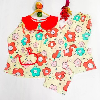 [34-38kg] Đồ bộ tole/lanh dài bé gái size L 34-38kg
