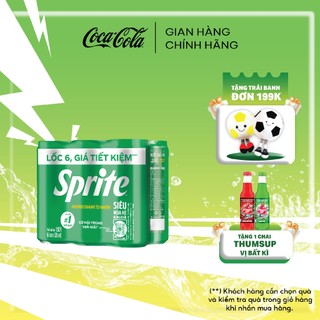 Lốc 6 lon nước ngọt giải khát có gas sprite hương chanh 320ml/lon coca-cola official store