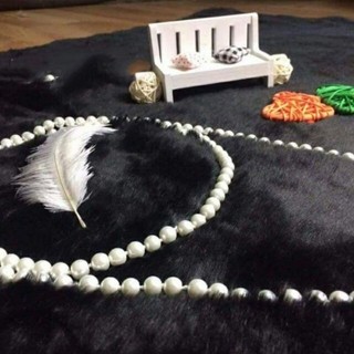 Thảm lông chụp ảnh - Đen ngắn mịn dày