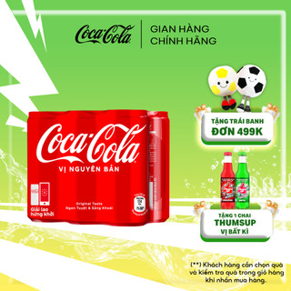 Lốc 6 Lon Nước Ngọt Giải Khát Coca-Cola Vị Nguyên Bản Original 320m/lon Coca-Cola Official Store