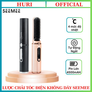  Lược Điện Chải Tóc Không Dây Ion Âm SeeMee - 4 Mức Nhiệt - Chăm Sóc Tóc Luôn Mượt Mà - Tạo Kiểu Vào Nếp Nhanh - BH 1 Năm 