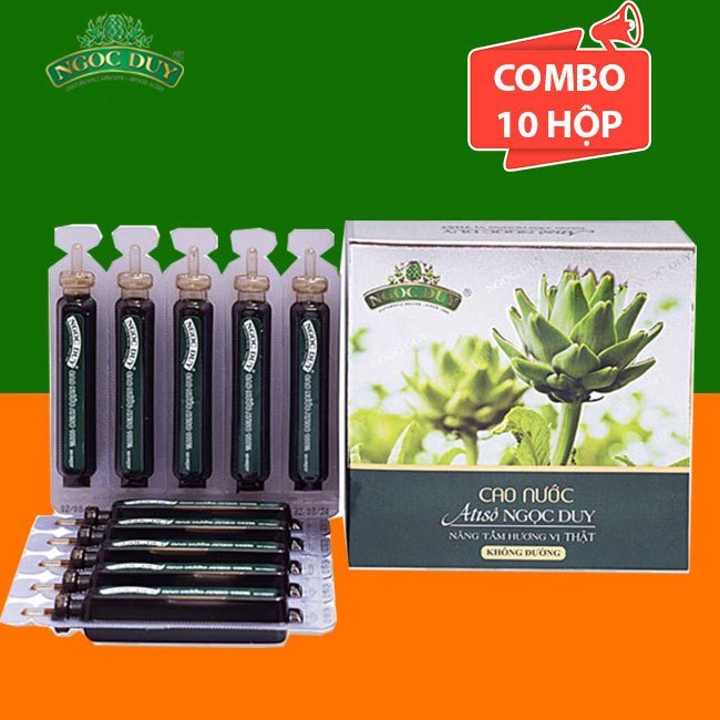 [SALE 40%] Combo 10 Hộp Cao Nước Atiso Ngọc Duy Không Đường (100 Ống) - Atiso Đà Lạt Nguyên Chất Chu