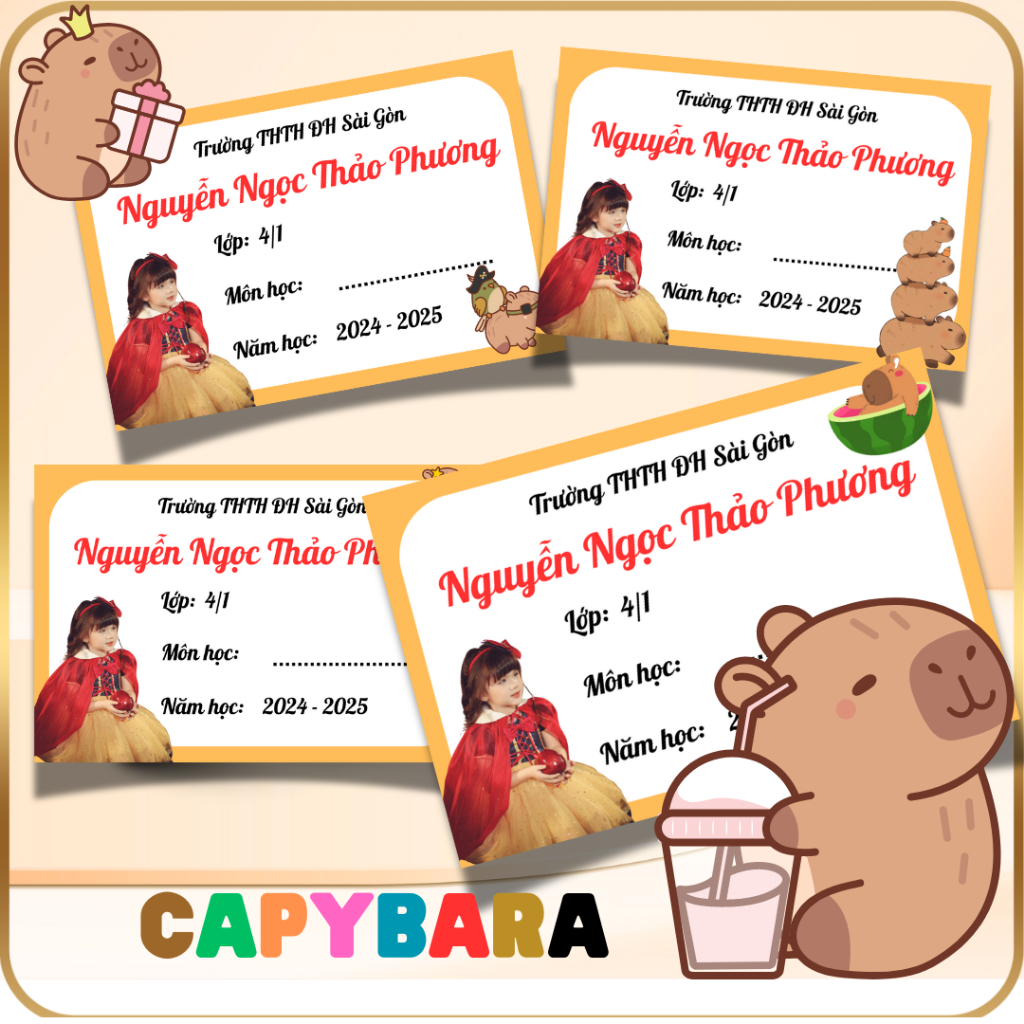 [ HỎA TỐC ]  SET 36 NHÃN VỞ IN SẴN THÔNG TIN THEO YÊU CẦU ( TẶNG BỘ STICKER)