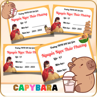 [ HỎA TỐC ]  SET 36 NHÃN VỞ IN SẴN THÔNG TIN THEO YÊU CẦU ( TẶNG BỘ STICKER)
