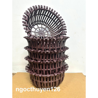 Bộ 5 chậu trồng lan bí ngô giả gỗ nâu 25x12cm