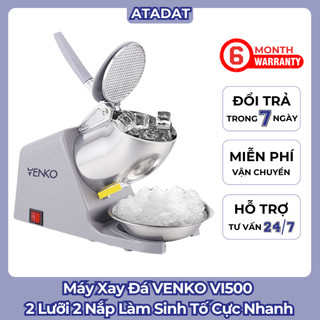Máy Bào Đá Tuyết - Máy Xay Đá VENKO VI500 2 Lưỡi 2 Nắp Làm Sinh Tố, Nước Giải Khát Thế Hệ Mới 2023 Nhanh, Mịn Hơn