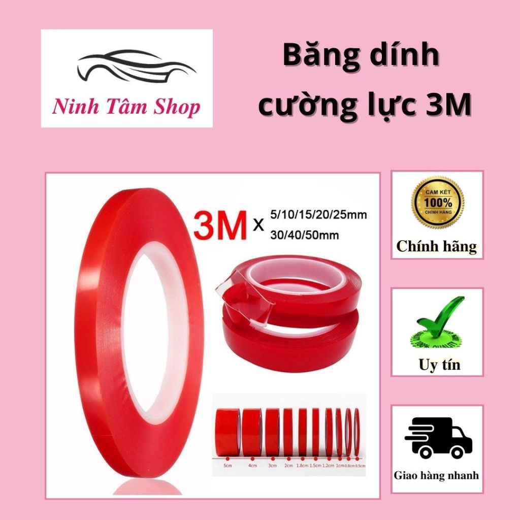 Băng Keo 3M - Băng dính cường lực 3M cho ô tô cuộn 1cm x 33 m loại đục và trong