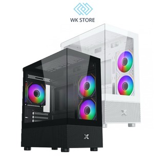 Vỏ case xigmatek alphard m 3gf | m-atx | trắng / đen | kèm 3 fan led rgb