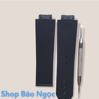 GIÁ ĐỘC NHẤT Dây đồng hồ cao cấp H.U.B - Cao su sọc đen size 15 21 18