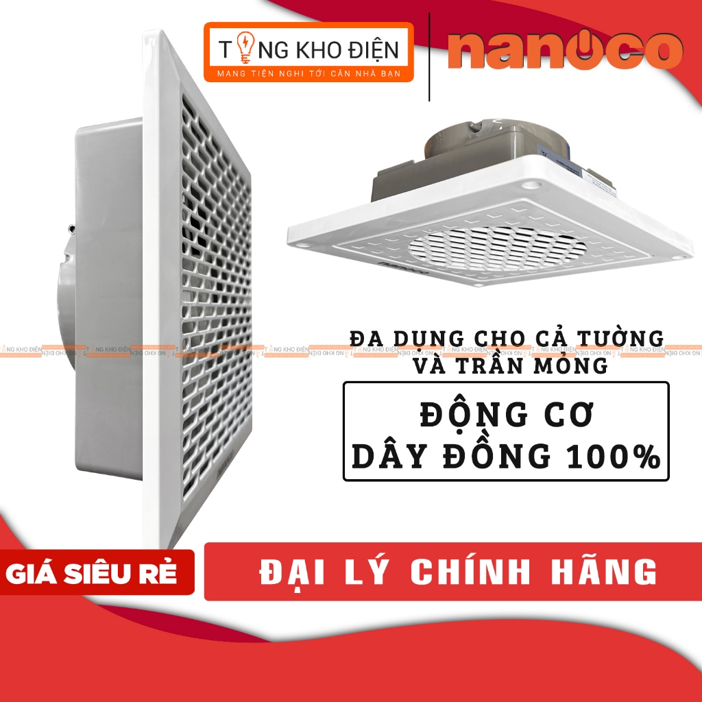 Quạt hút thông gió siêu mỏng Nanoco gắn tường và trần 12w-24w | NMV1523 NMV2023 NMV2523