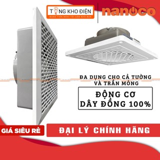 Quạt hút thông gió siêu mỏng gắn tường và trần 8w/20w lỗ khoét 140x140 và 200x200 nanoco nmv2023/1421