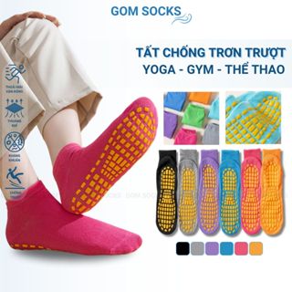 Tất chống trơn trượt nam nữ GOM SOCKS, vớ tập pilates yoga, thiết kế đế silicon bám dính an toàn - JZ-2504-1DOI