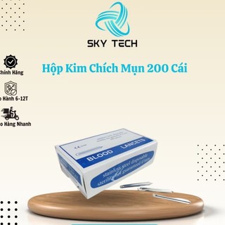 Kim Chích Mụn Hộp 200 Chiếc Lancets 2 Màu Xanh Dương