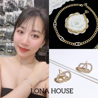 Set trang sức cd cá tính vòng cổ và bông tai cd đính đá sang chảnh Shop trang nemo