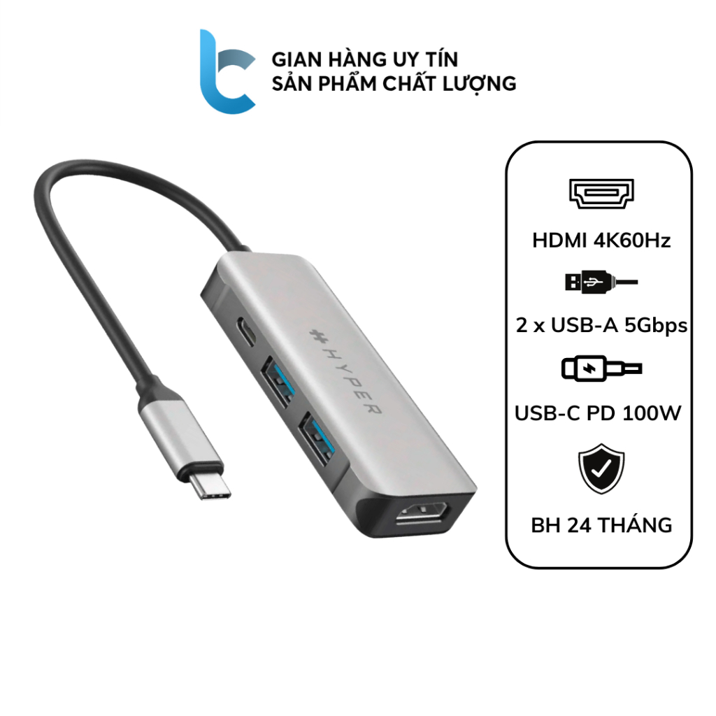 Cổng Chuyển/Hub USB-C 4in1 Hyperdrive HDMI 4K