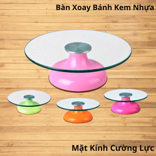 Bàn Xoay Bánh Kem Inox, Nhựa, Kính Cường Lực Dùng Trang Trí Bánh Kem, Gắn Hoa Cho Bánh Rau Câu 4D