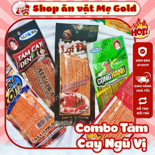 Combo tăm cay ngũ vị, snack que cay Việt Nam (set 5 gói ăn vặt dạng que tăm)