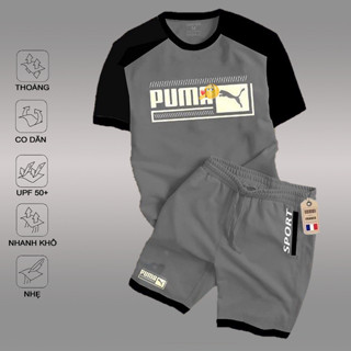 Bộ đồ nam mùa hè vải thun co giãn thể thao, đồ bộ tập gym chơi thể thao chạy bộ - HASU_Official - FM