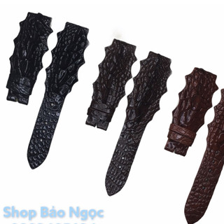 GIÁ ĐỘC NHẤT Dây đồng hồ da cá sấu thật màu đen, nâu đất, nâu đỏ size 18-20-22mm (CSVT)