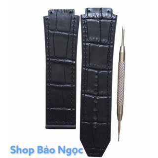 GIÁ ĐỘC NHẤT Dây đồng hồ cao cấp H.U.B nam size 42 - Lót da vân đen 19 x 25 x 22mm (LDVĐ)