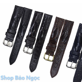 Dây đồng hồ da đà điểu vân vẩy cao nam nữ thật size 18-20-22-24mm