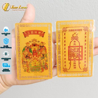 Kim Bài Ngũ Lộ Thần Tài bền mỏng để ốp điện thoại ví tiền Khai cung Tài Mở cung Lộc - DIY TUỆ LÂM