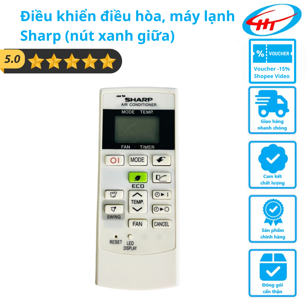 [Tặng kèm Pin] Điều khiển điều hòa, máy lạnh Sharp (nút xanh giữa)