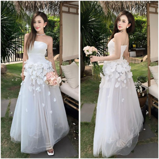 Váy Cưới Cô Dâu Cúp Lưới Xoè Công Chúa Đính Hoa Pha Lê Xinh Xắn Size S M L V753 AĐ BOUTIQUE