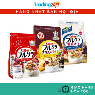 [Hỏa tốc HCM] Date T12/2024 Ngũ cốc calbee 800g màu đỏ trắng nâu - Nội địa Nhật Bản