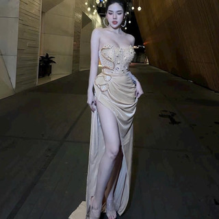 Đầm cúp ngực đính đá kèm phụ kiện rắn nhà KT CLOTHING