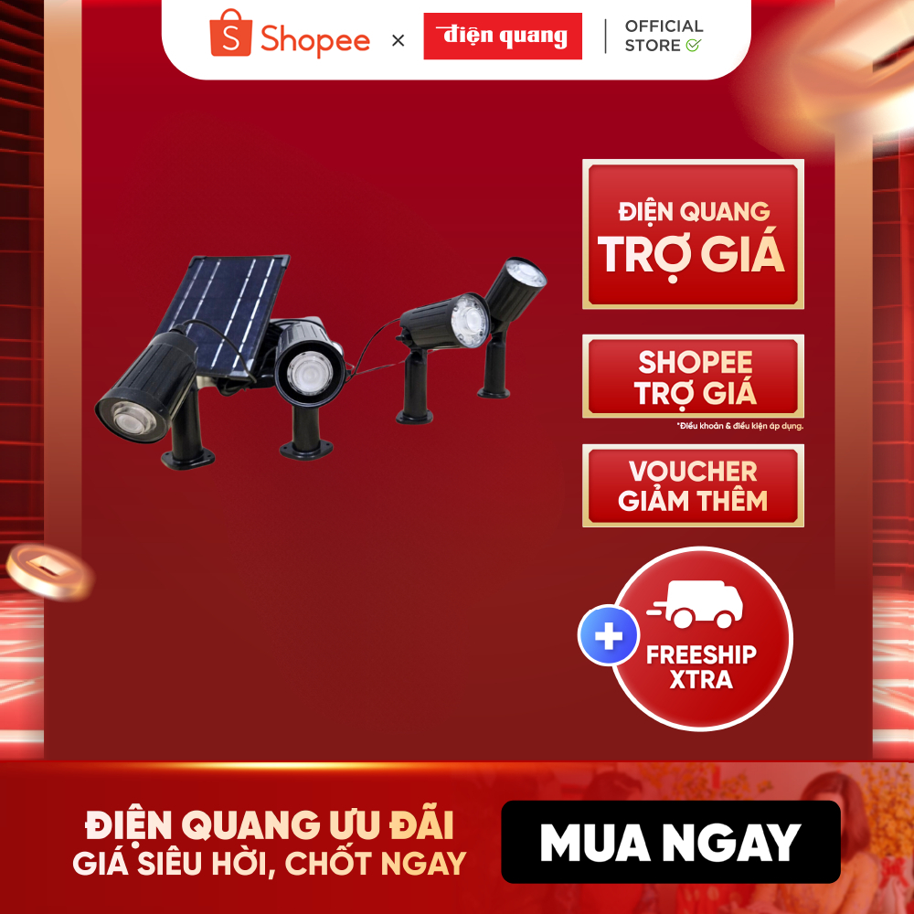 Đèn Led Solar Chiếu Điểm Điện Quang, Led Sân Vườn Năng Lượng Mặt Trời NLMT SGL04, Chống Nước IP65, T