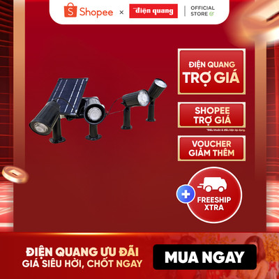 Đèn Led Solar Chiếu Điểm Điện Quang, Led Sân Vườn Năng Lượng Mặt Trời NLMT SGL04, Chống Nước IP65, Tấm Pin Rời
