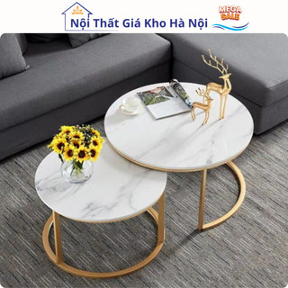 Bàn trà sofa cặp đôi , bàn sofa mặt đá sang trọng khung thép bền bỉ ,