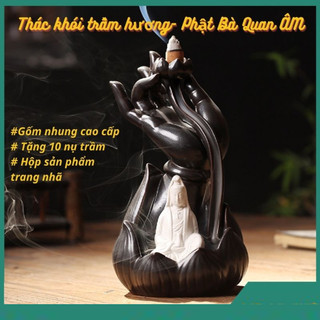 Thác khói trầm hương PHẬT BÀ QUAN ÂM tặng 10 nụ trầm, thác khói chảy ngược