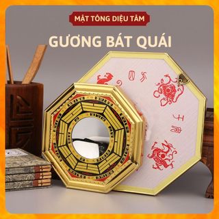 Gương bát quái lồi tiên thiên bát quái phong thủy 19cm