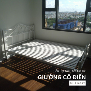 Giường sắt mẫu cổ điển lắp ráp đơn giản đủ kích thước - Giường ngủ thơ mộng Freeship HCM