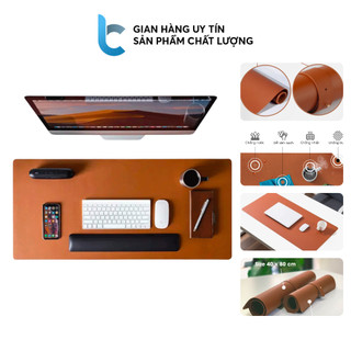 Thảm Da Trải Bàn Làm Việc Deskpad Lucas Màu Nâu Mềm Mịn, Chống Nước, Chống Quăn, Di Chuột Êm Mượt, Lót Chuột Cỡ Lớn