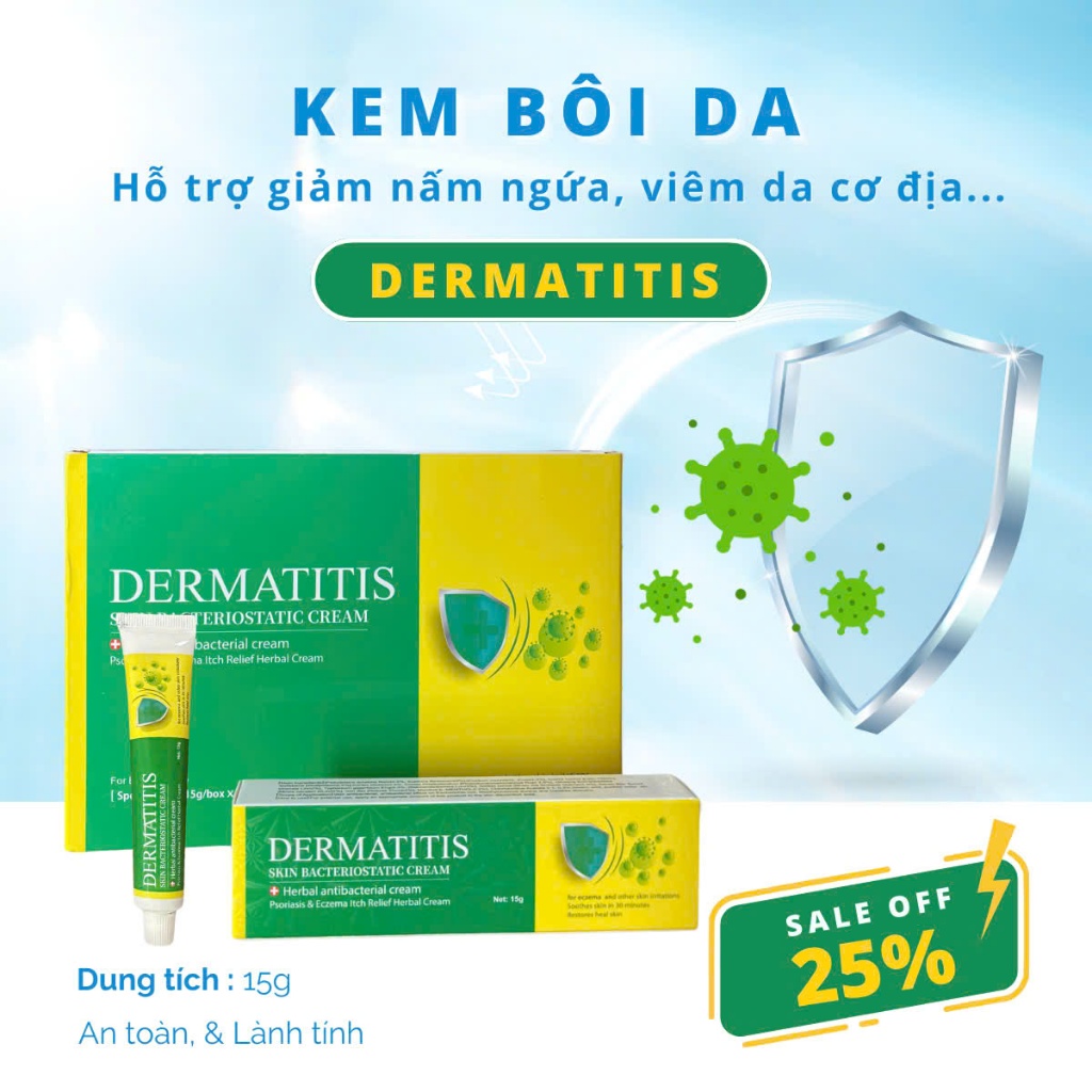 Kem Bôi Da Dermatitis Chính Hãng Hỗ Trợ ĐT Nấm Ngứa,Viêm Da Cơ Địa