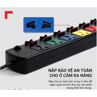 Ổ cắm điện đa năng – 2200W/10A - 6 ổ cắm đa năng - có 6 công tắc -dây 3 mét - 6DOF32N