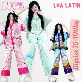 [BIGSIZE 75-100KG] Đồ bộ mặc nhà Pijama dài cộc LỤA MỊN LỤA LATIN siêu mát - BẦU BÍ SAU SINH BON CHEN THOẢI MÁI