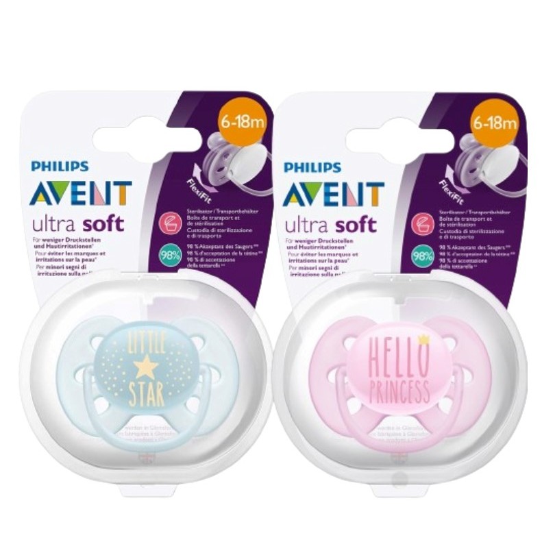 Núm Ty Ngậm Siêu Mềm Philips Avent Hỗ Trợ Phát Triển Vòm Miệng Cho Bé Từ 6 Tháng Tuổi 2 Màu