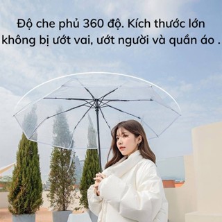 [Hàng mới về Có VAT] Dù Đi Mưa Che Mưa Trong Suốt Có Thể Gấp Gọn Tiện Lợi Mang Khắp Nơi (Viền Trắng)