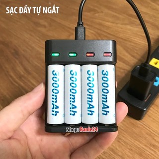 Combo pin sạc AA/AAA tự ngắt BL804, tặng kèm nguồn 5v1A, dùng cho mic không dây, máy ảnh, điều khiển