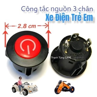 [Công Tắc Nguồn] Công tắc nguồn xe điện trẻ em 3 chân Ôtô, Xe máy điện trẻ em đường kính 2,6 - 2.cm (có đèn báo Đỏ)