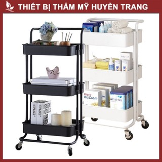 Xe Đựng Dụng Cụ Mỹ Phẩm SPA 3 Tầng Có Tay Cầm (Kệ Nhựa) - Thẩm Mỹ Huyền Trang NANOCEE