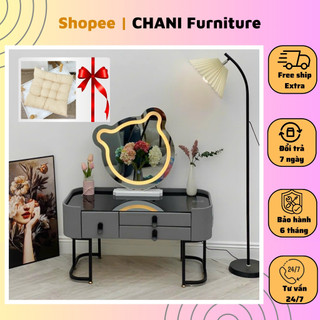 Bàn trang điểm ngồi bệt, bàn phấn bệt nhập khẩu thông minh gương đèn led 3 màu ,loa blutooth và sạc không dây - Mã TNB1