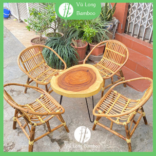 (Combo siêu hời) Bộ 4 ghế mây sò tự nhiên nhỏ gọn, tiện lợi phù hợp bộ Cafe / ban công gia đình / Homestay