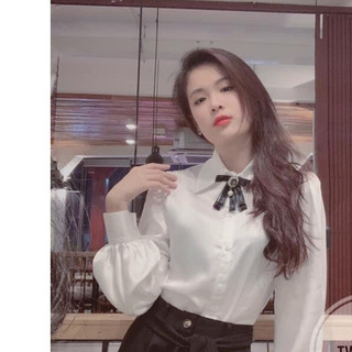 Áo sơ mi lụa CÔNG SỞ dài tay BỒNG Trắng