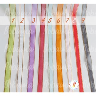  10 mét ruy băng voan viền kim tuyến bản rộng 1cm 