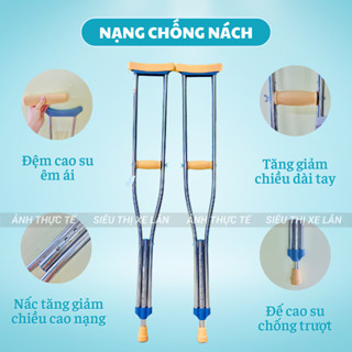 Nạng Chống Nách Bằng INOX Có Cao Su Mềm, Siêu Chắc Chắn - Nạng Chống Hỗ Trợ Người Khuyết Tật, Tai Nạn...